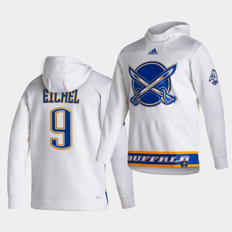 Men Buffalo Sabres #9 Eichel White NHL 2021 Adidas Pullover Hoodie Jersey->buffalo sabres->NHL Jersey